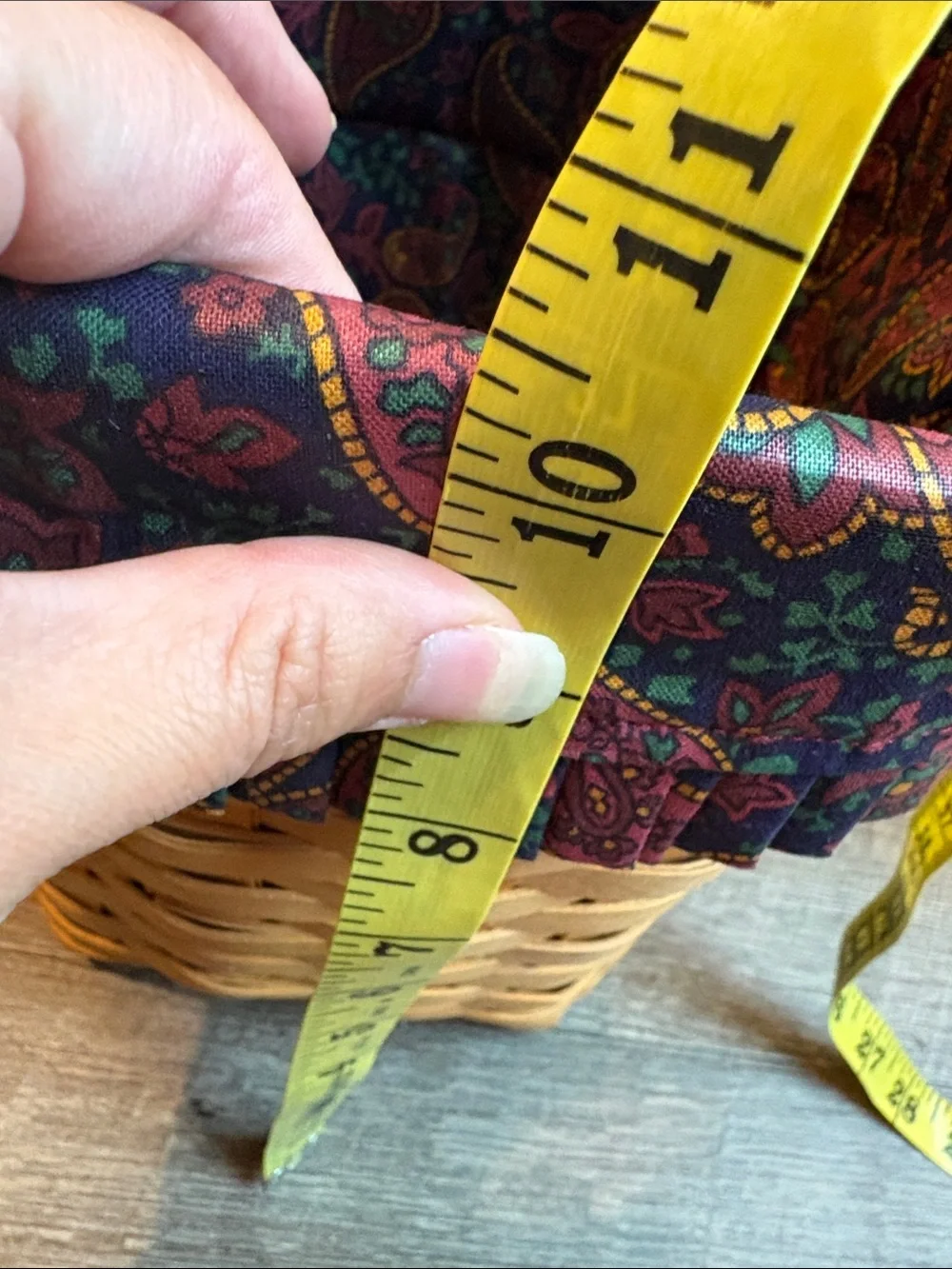 Longaberger Small Waste Basket 1996 Paisley Fabric Liner 10”H READ